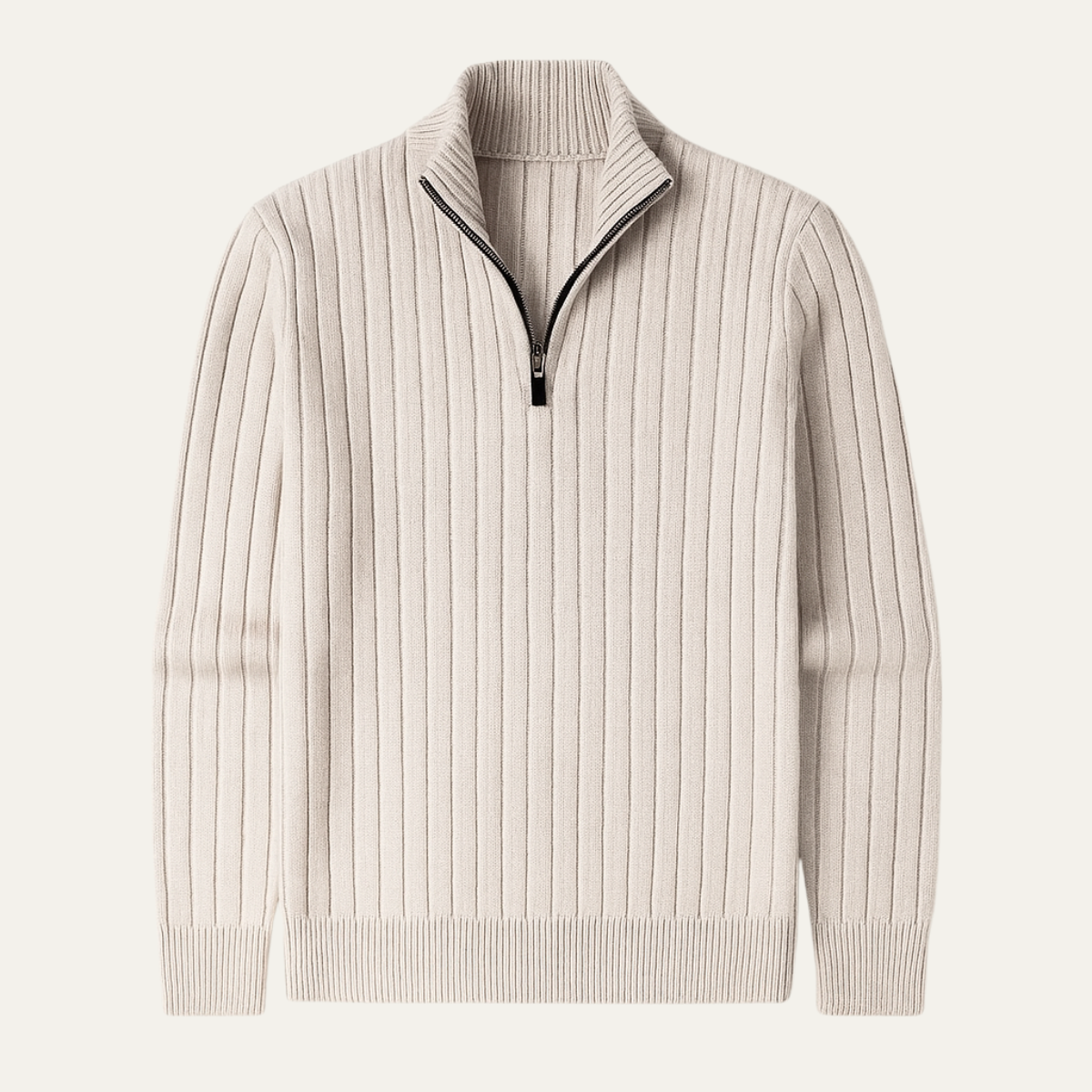 The Favignana Men's Knitted Stand Collar Ribbed Half Zip Jumper