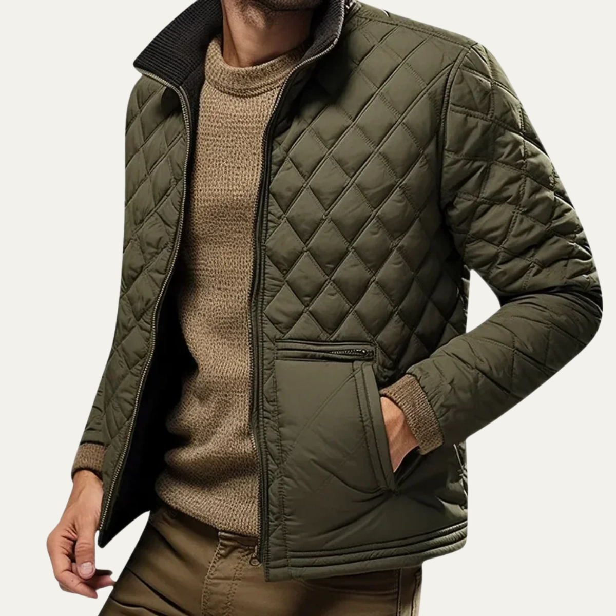 The Chianalea Men’s Vintage Diamond Puffer Quilted Jacket