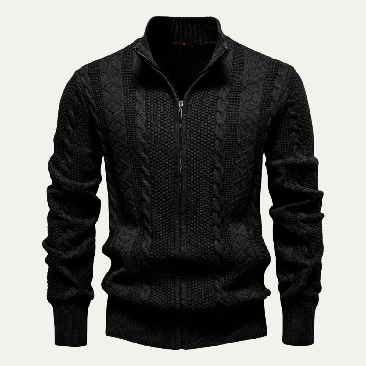 The Bolsena Men’s Slim Fit Cable Knit Zip Cardigan