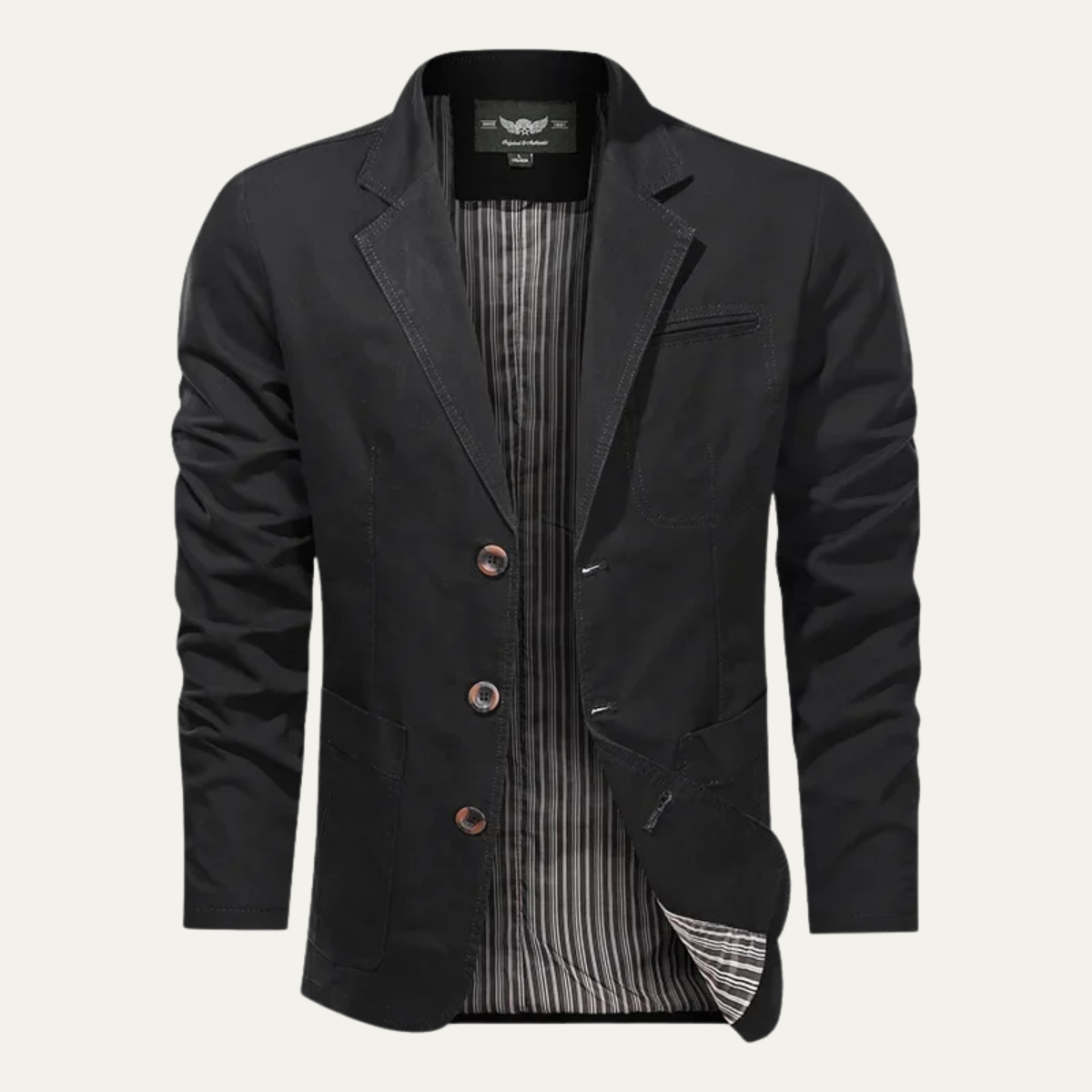The Saturnia Men&#39;s Black Light Weight Cotton Blazer Jacket
