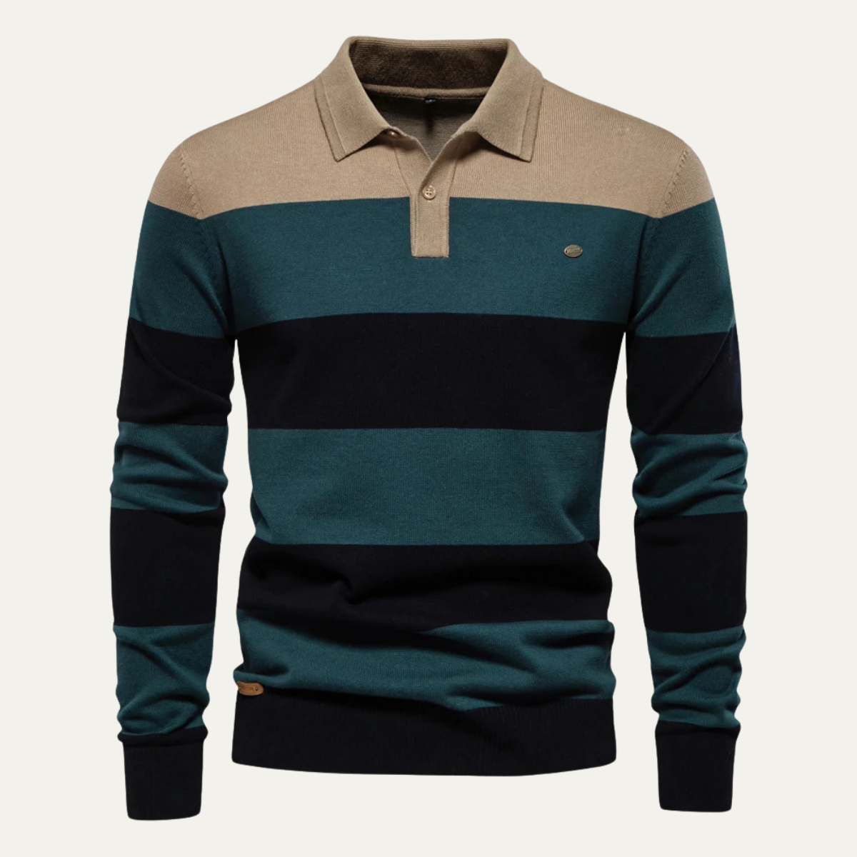 The Colchester Men’s Casual Striped Polo Knit Jumper