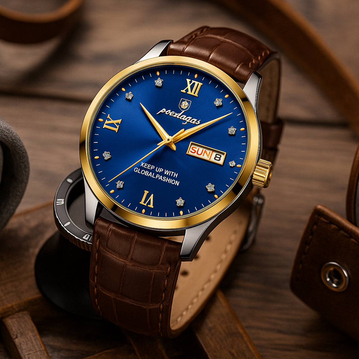 The Paris by Night Luxury Classic Men’s Watch – Premium Leather Strap