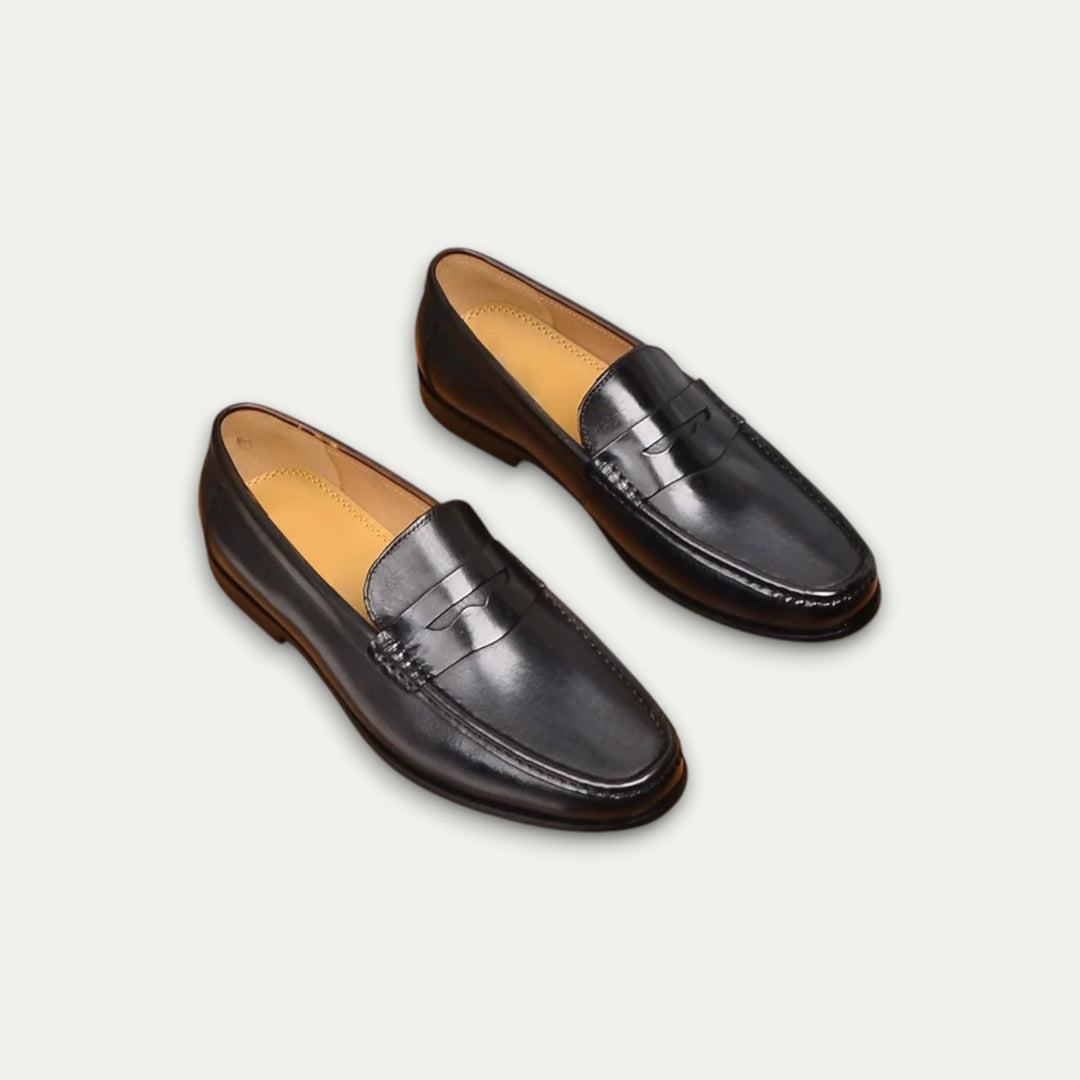 Men Elegant Leather Loafers Slip On Shoes-The British Gentlemen