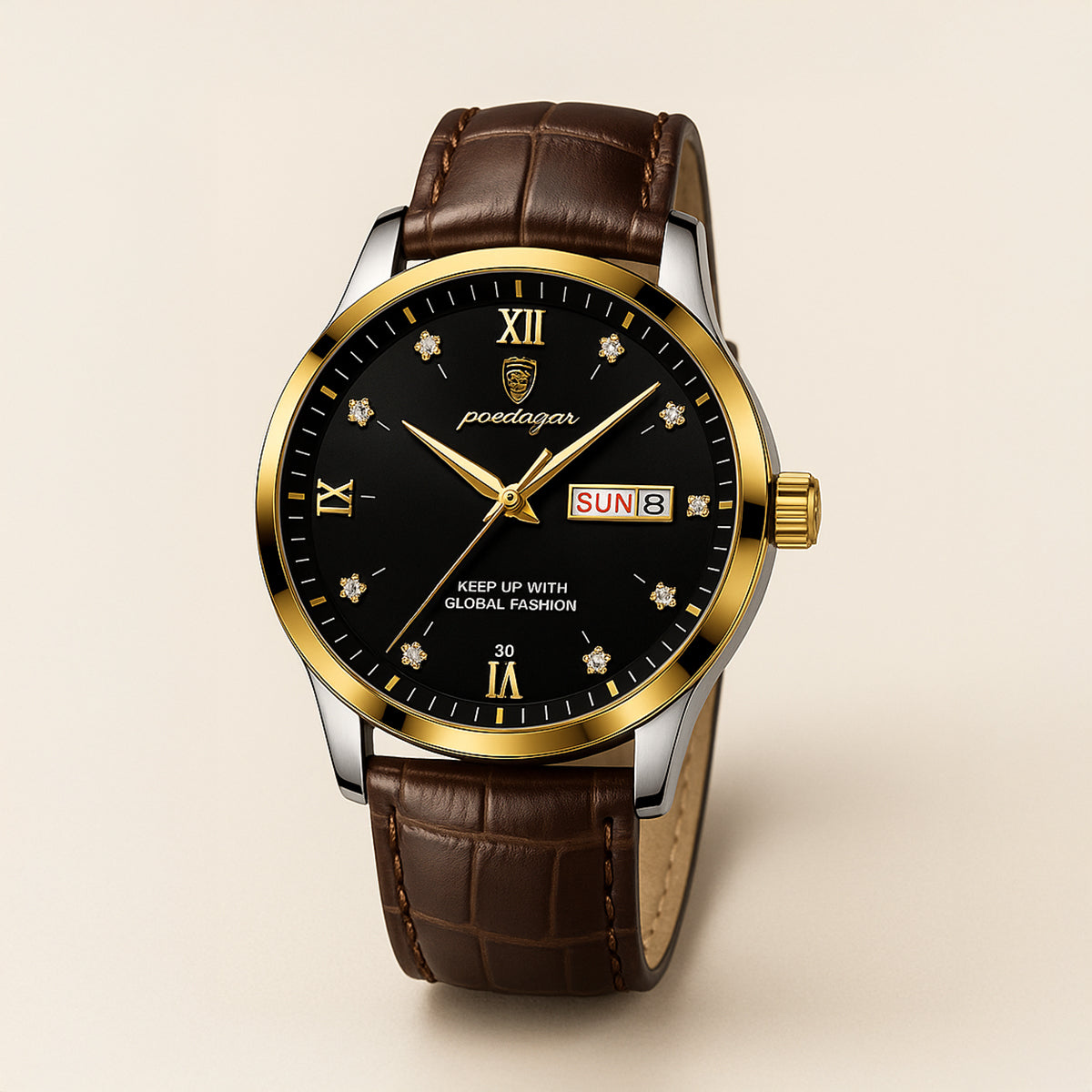 The Paris by Night Luxury Classic Men’s Watch – Premium Leather Strap