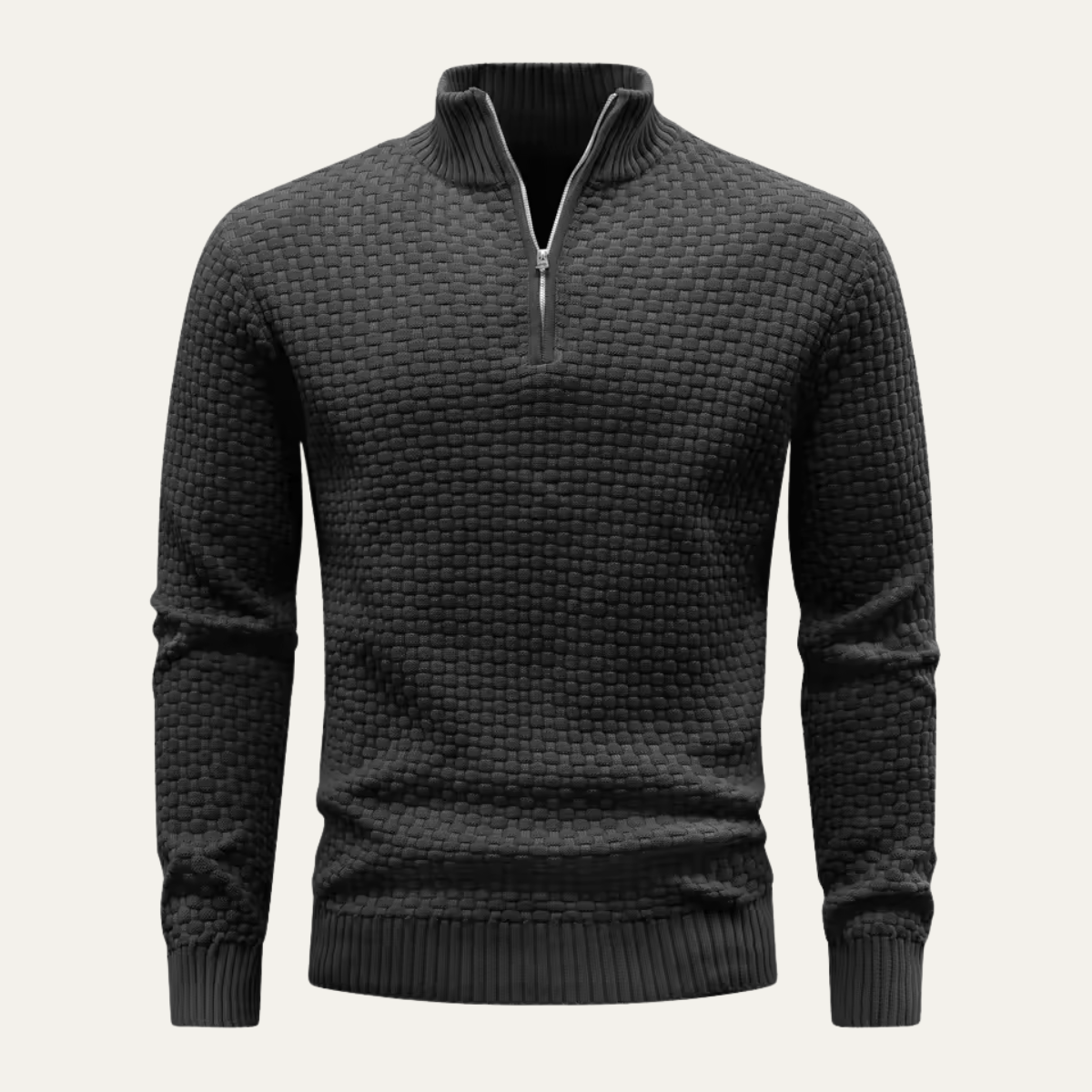 The Camogli Men’s Casual Half Zip Textured Knit Jumper