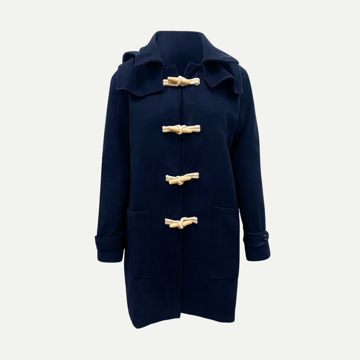 The Durham Men’s Warm Winter Navy Blue Wool Duffle Coat