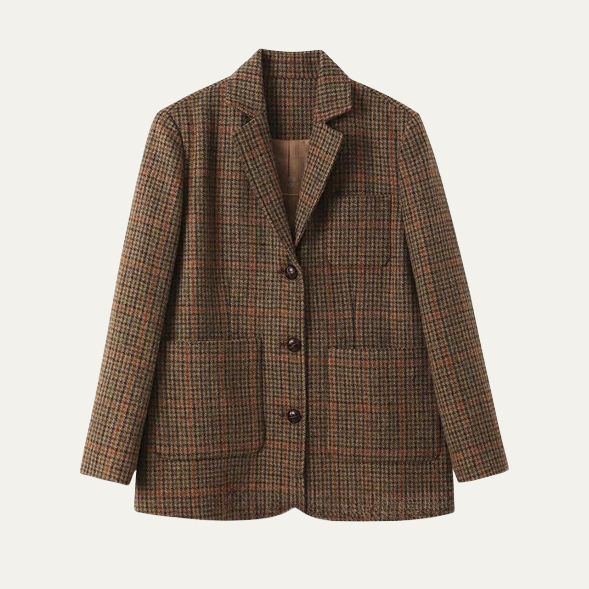 The Gubbio Men’s Elegant Wool Blend Brown Check Blazer Jacket