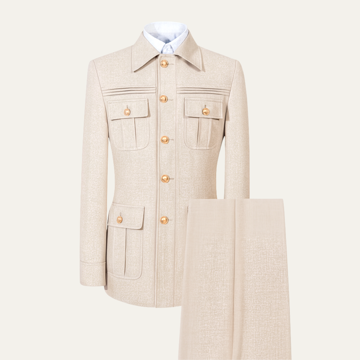 The Sassuolo Men&#39;s Military Style Suit Set – Slim Fit Jacket &amp; Trousers