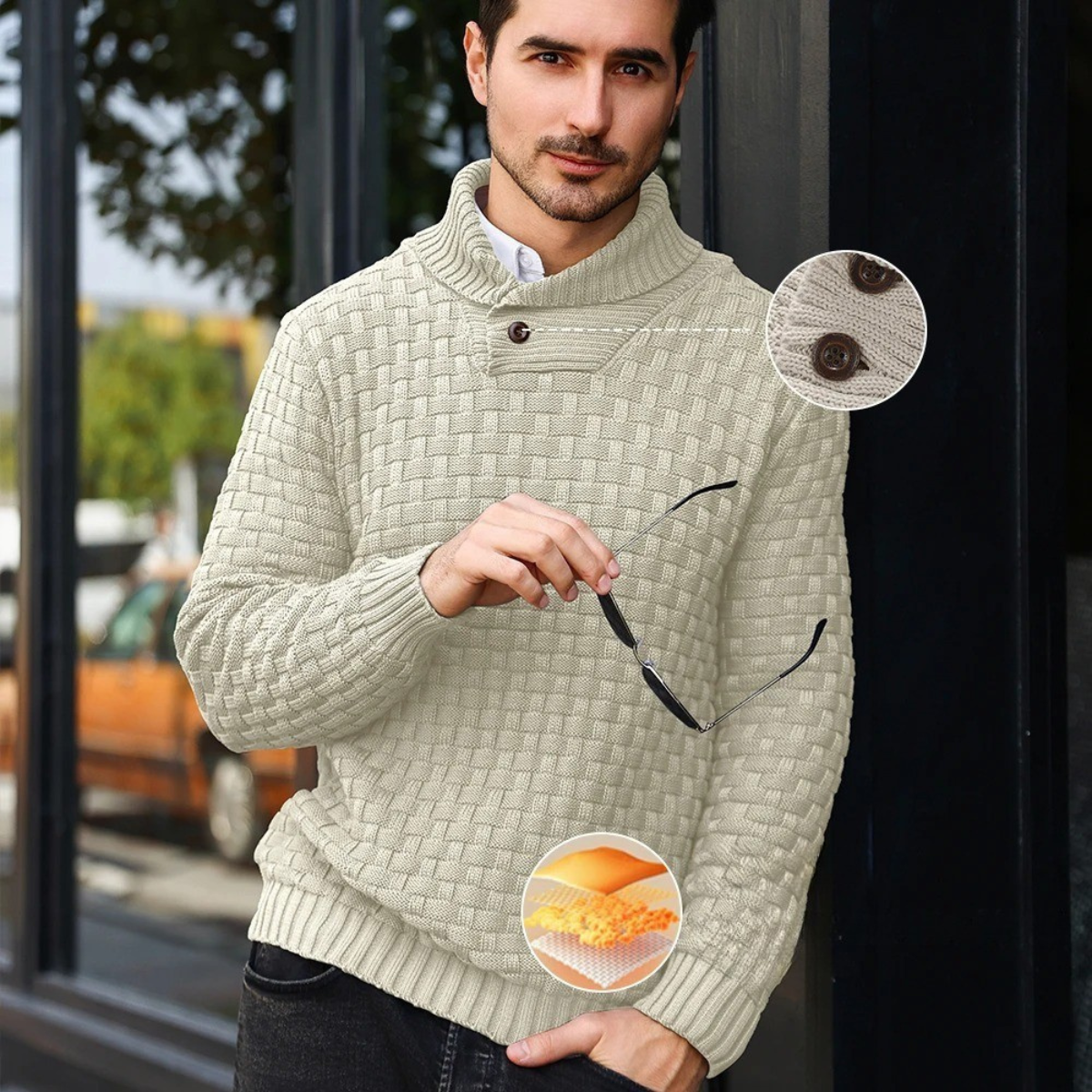 The Stirling Men's Textured Knit Winter Jumper