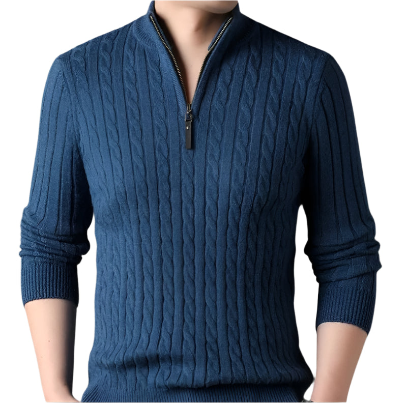 The Wells Cable-knit Quarter Zip Jumper-The British Gentlemen