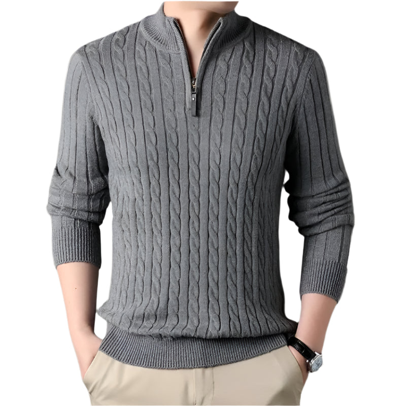 The Wells Cable-knit Quarter Zip Jumper-The British Gentlemen