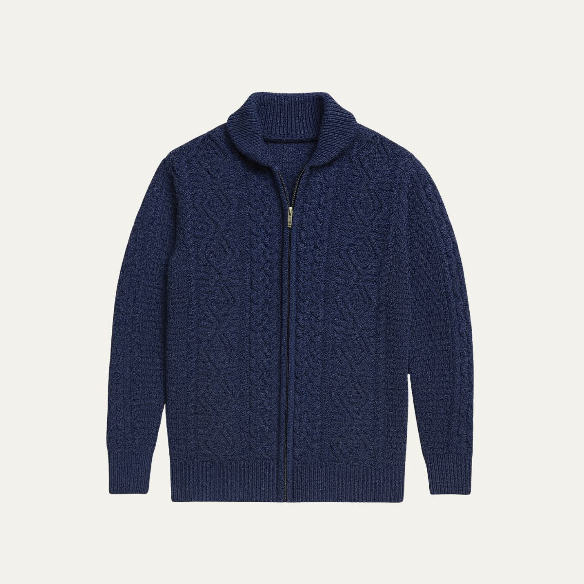 The Galway Cable Knit Full Zip Wool Cardigan for Men