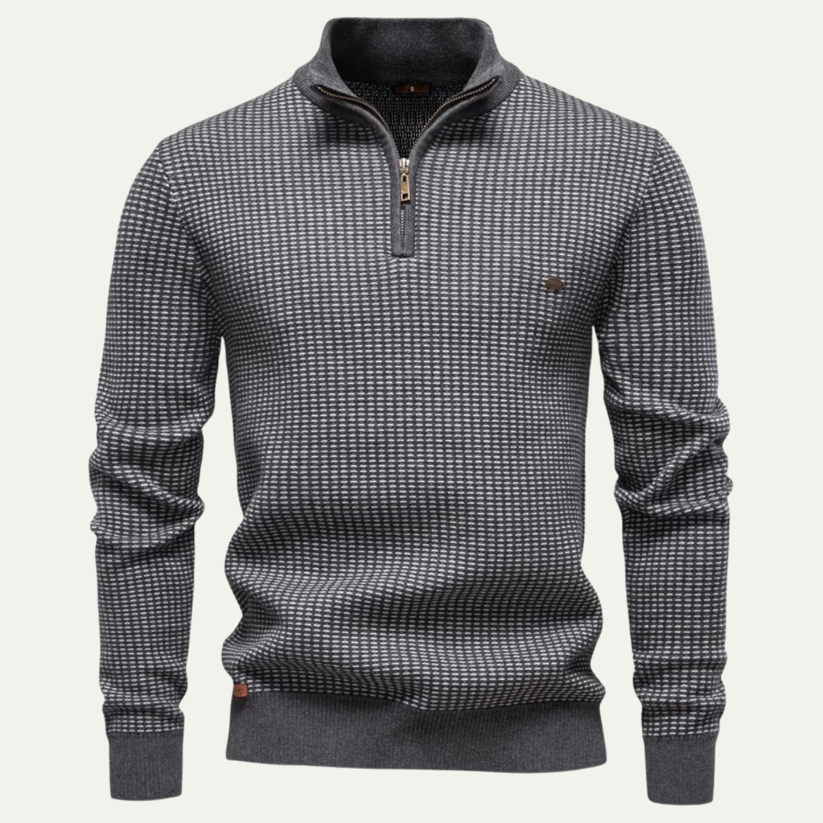 The Champoluc Men’s Half Zip Knitted Jumper with Stand Collar