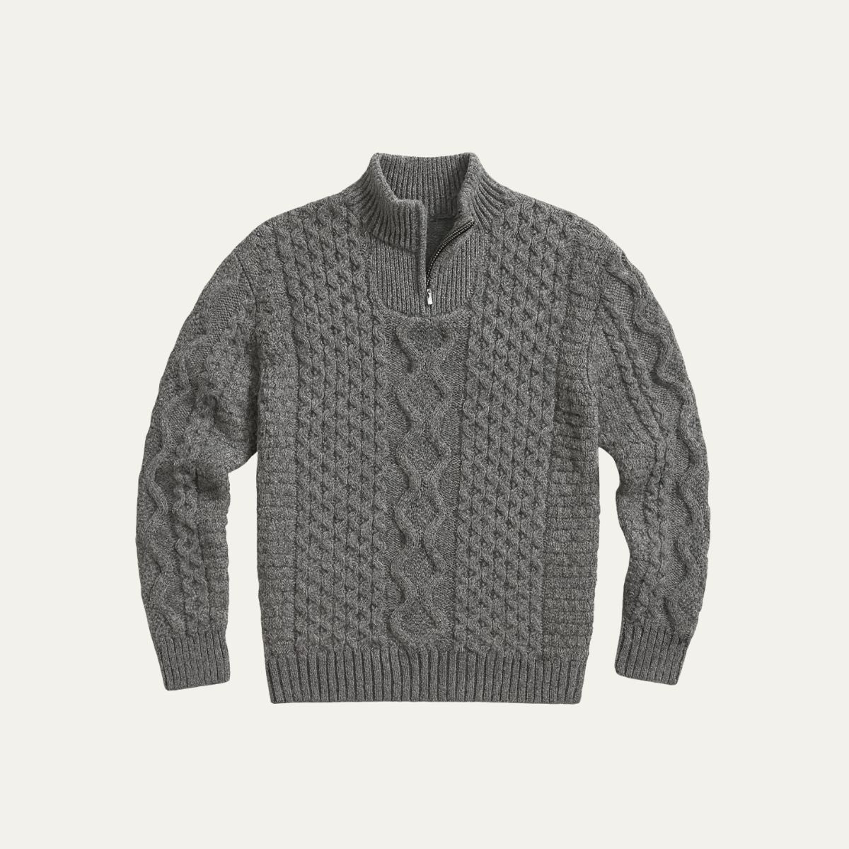 The Dublin Quarter Zip Wool Cable Knit Jumper for Men