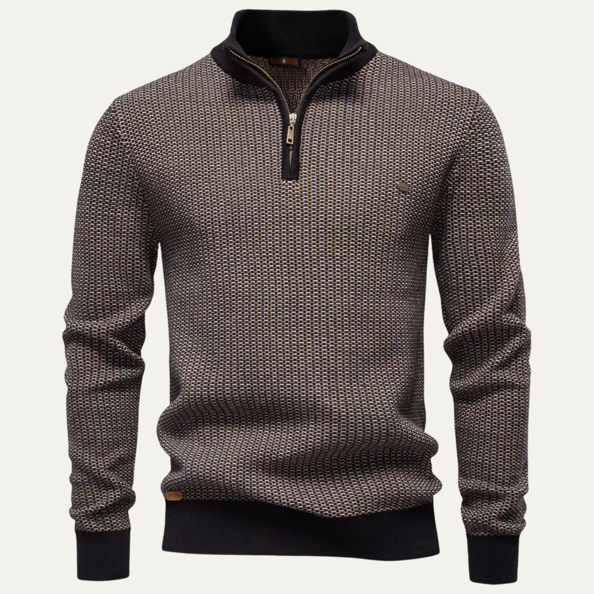 The Champoluc Men’s Half Zip Knitted Jumper with Stand Collar