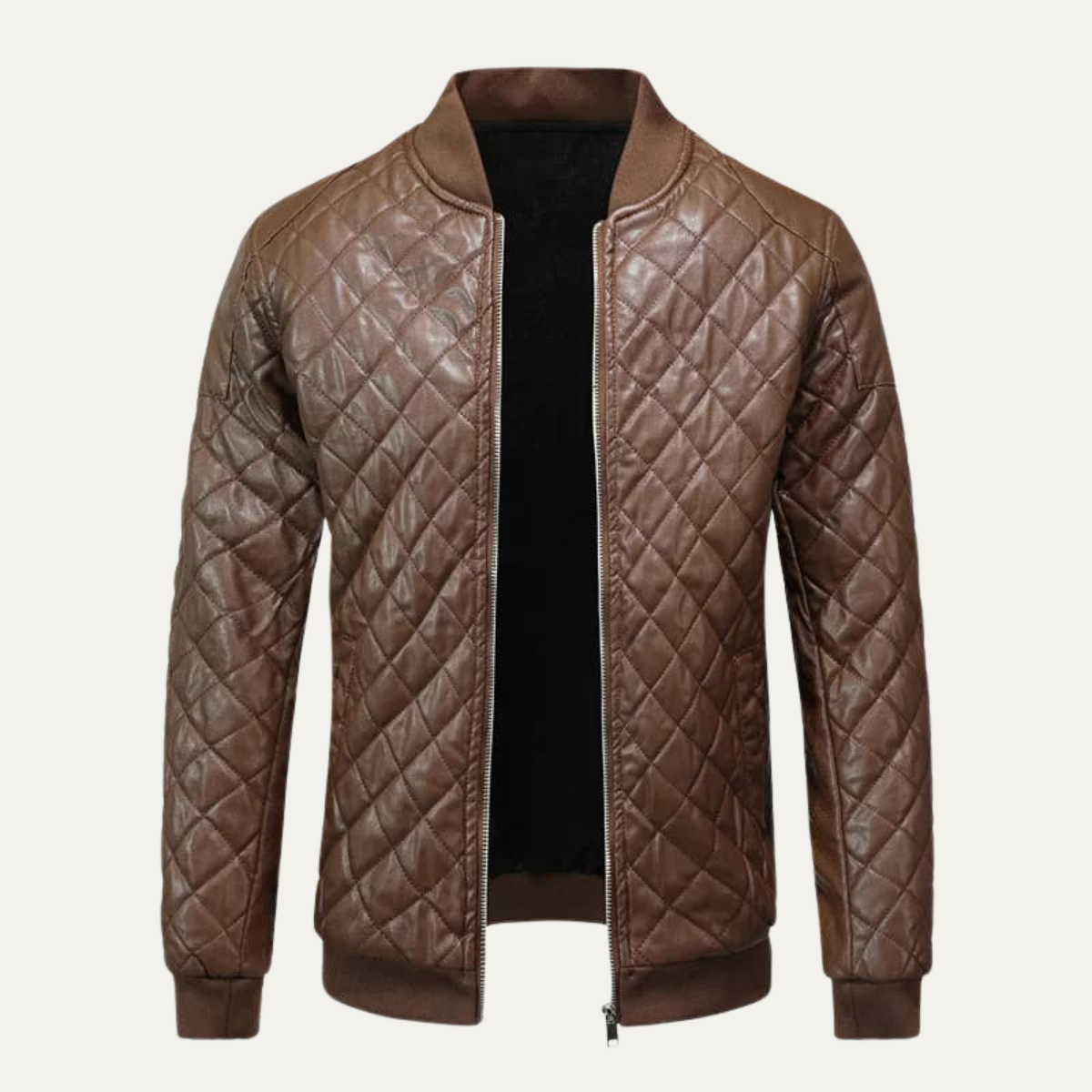 The Colfosco Men’s Winter Quilted Leather Bomber Jacket