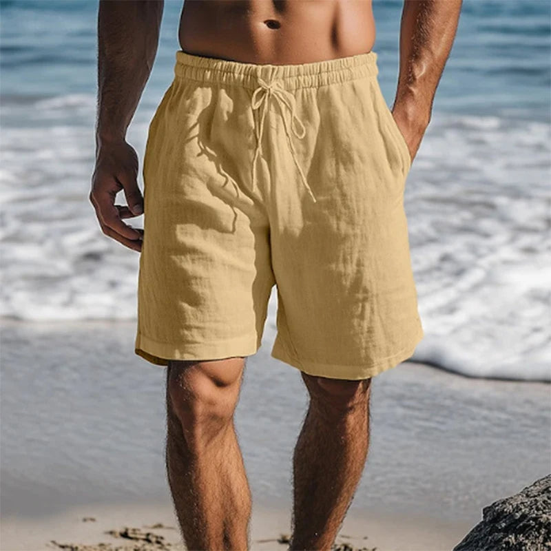 Men Cotton Summer Look Lightweight Linen Shorts-The British Gentlemen