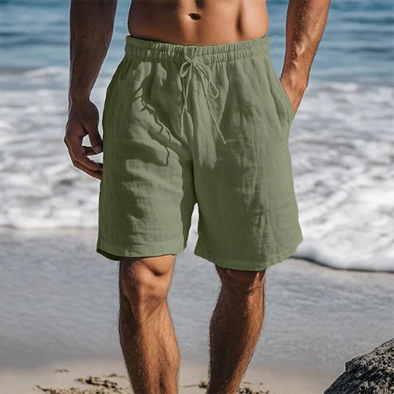 Men Cotton Summer Look Lightweight Linen Shorts-The British Gentlemen