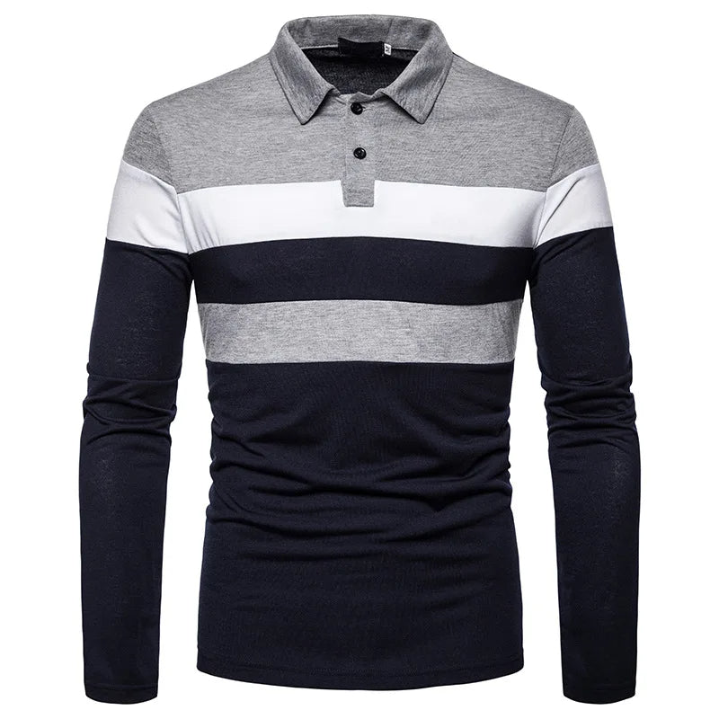 The Fairdale Striped Long Sleeve Polo Shirt for Men