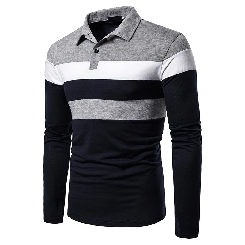 The Fairdale Striped Long Sleeve Polo Shirt for Men