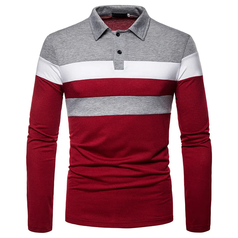The Fairdale Striped Long Sleeve Polo Shirt for Men