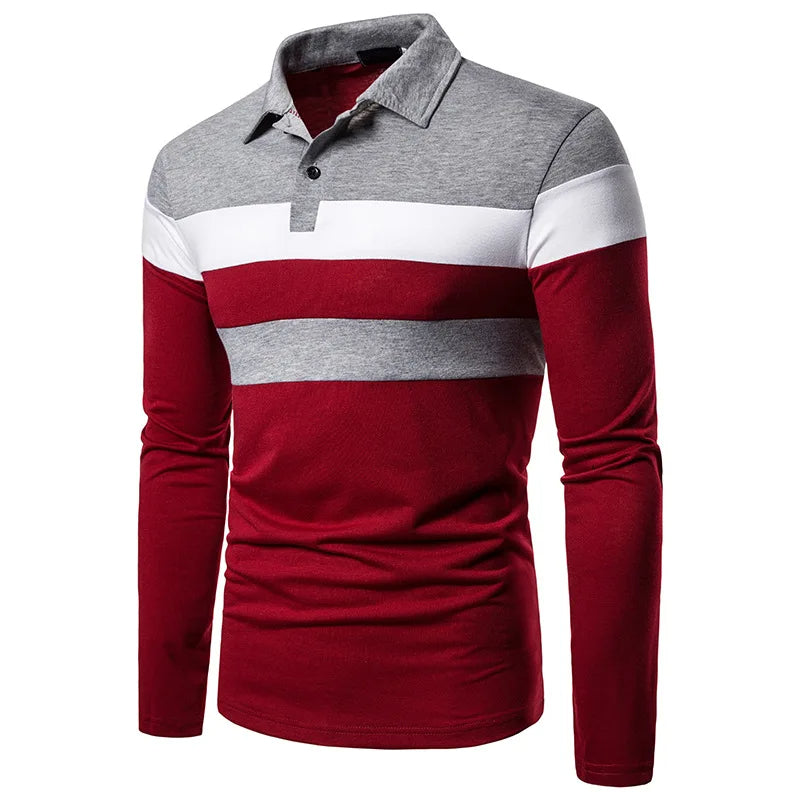 The Fairdale Striped Long Sleeve Polo Shirt for Men