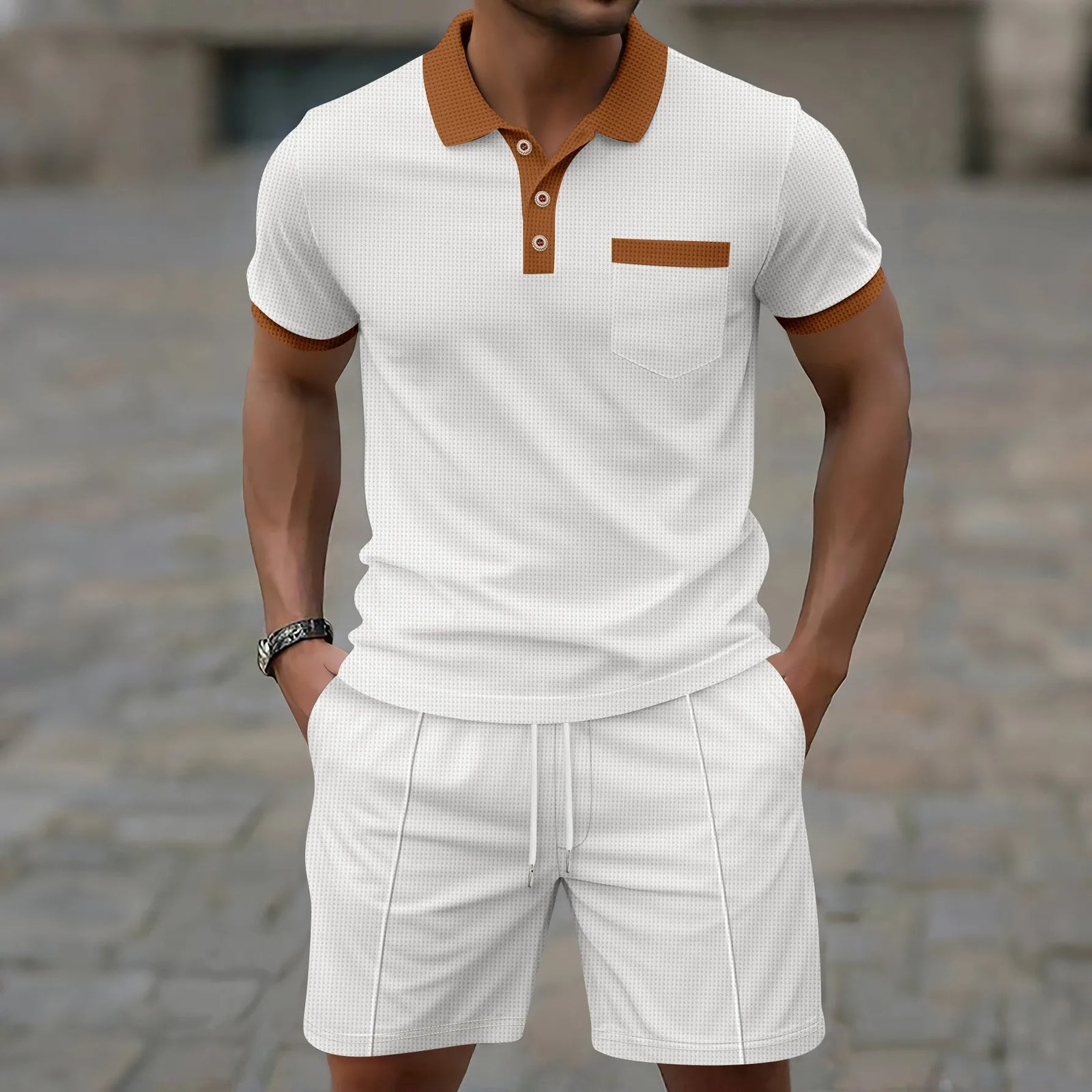 The Capri Cotton Set – Vintage Polo & Shorts Co ord for Men