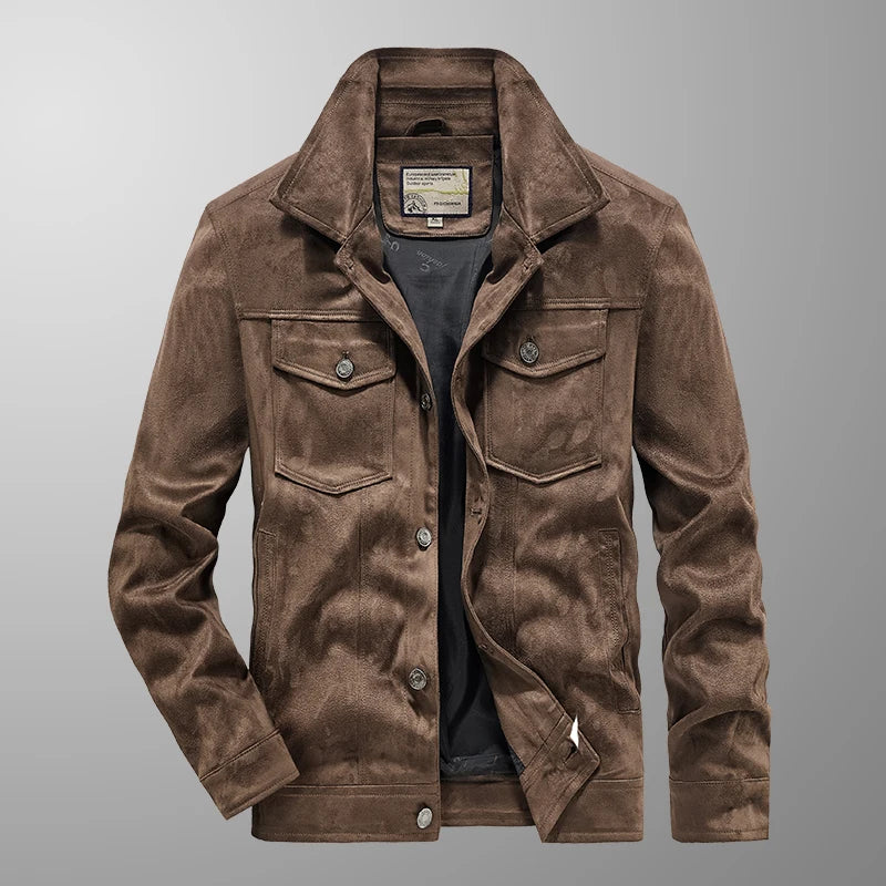 The Vintage Suede Cargo Jacket for Men — Lightweight Outdoor Style