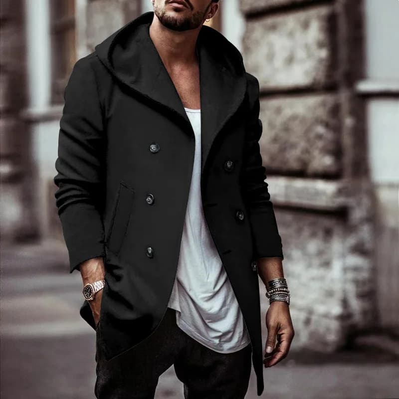 The Bonassola Men’s Double Breasted Hooded Trench Coat