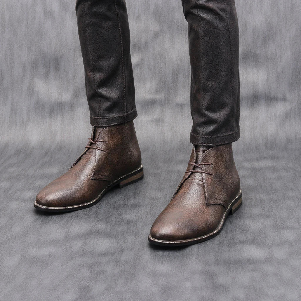 The Crosby Men's Street Style Leather Lace Up Ankle Boots