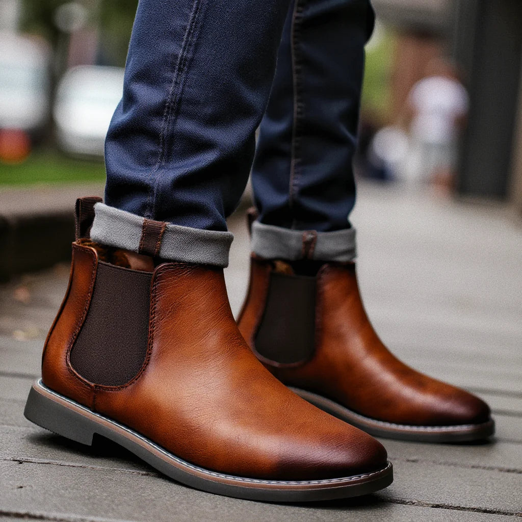 The Highlands Men's Durable Leather Chelsea Boots