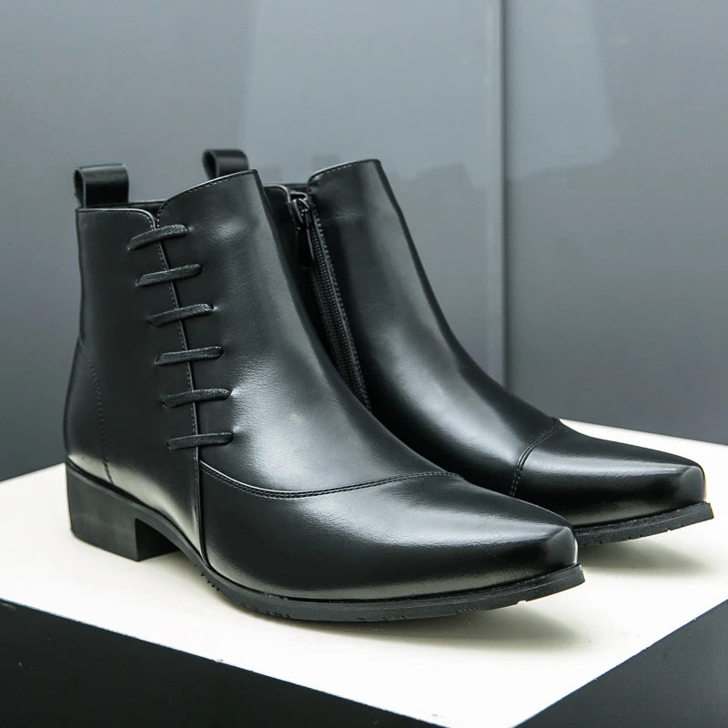 The Paisley Men's Modern Polished Leather Lace Up Chelsea Boots