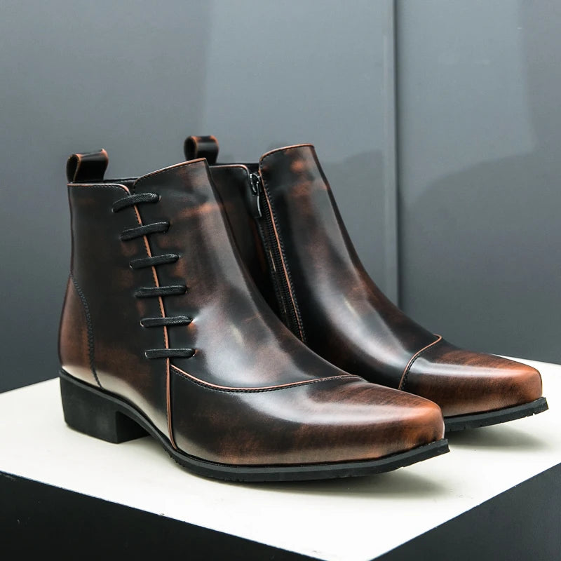 The Paisley Men's Modern Polished Leather Lace Up Chelsea Boots