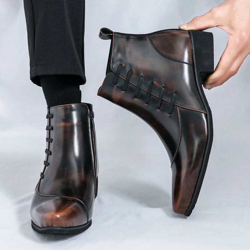 The Paisley Men's Modern Polished Leather Lace Up Chelsea Boots