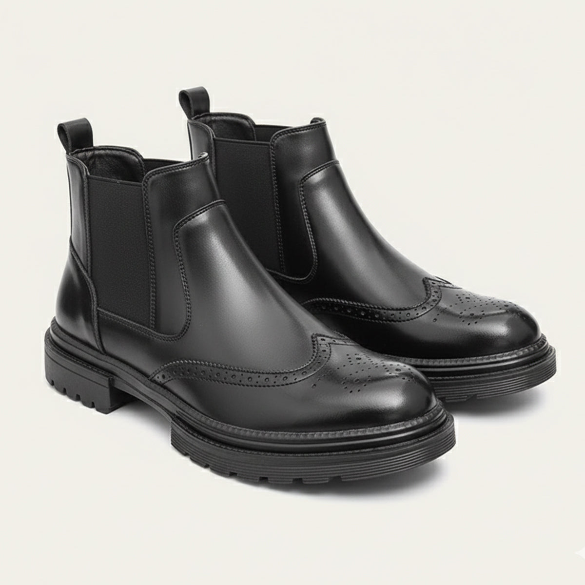 The Eastbourne Men's Smart Brogue Leather Chelsea Boots