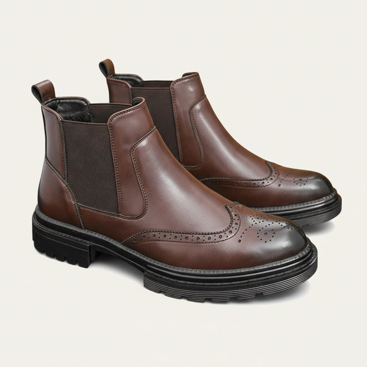 The Eastbourne Men's Smart Brogue Leather Chelsea Boots