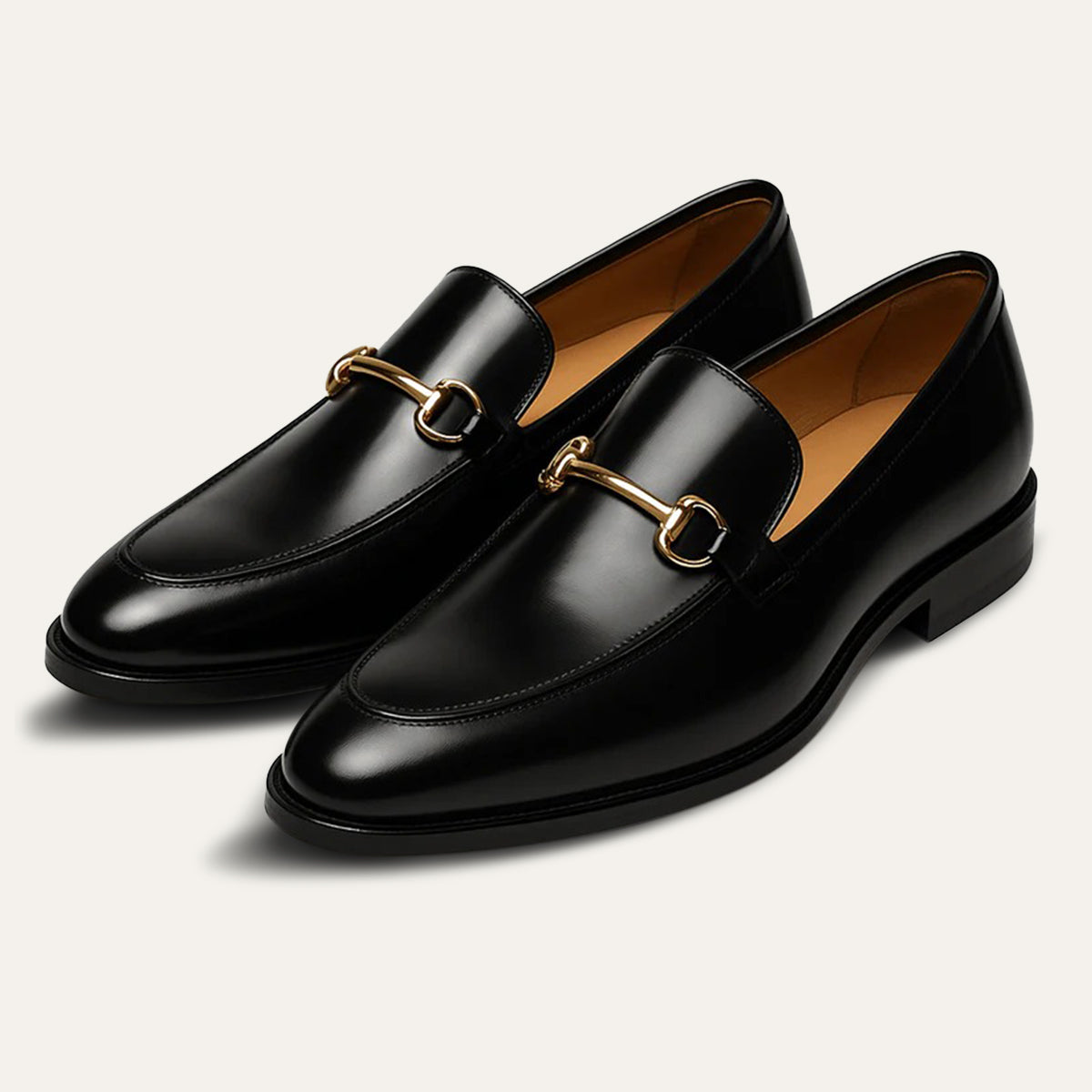 The Caernarfon Men&#39;s Black Leather Horsebit Foral Loafers