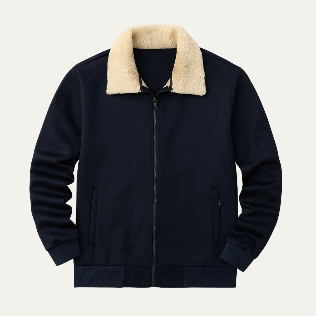 The Torino Men’s Winter Fleece Lined Lambswool Jacket with Fur Collar