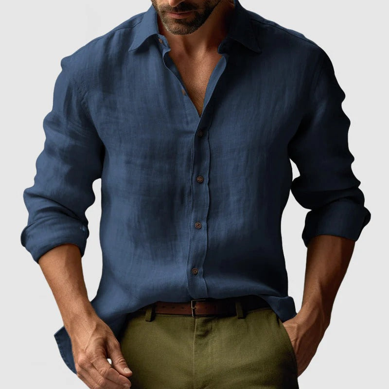 The Zurich Vintage Long Sleeve Linen Shirt for Men