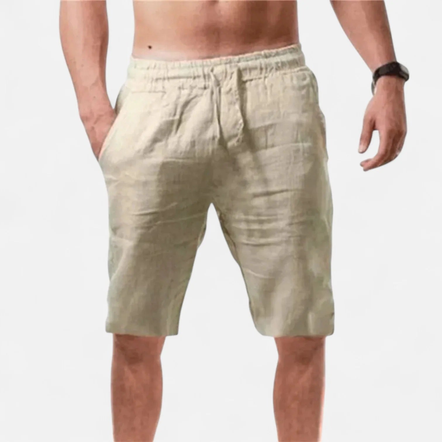 Linen Summer Drawstring Shorts Men