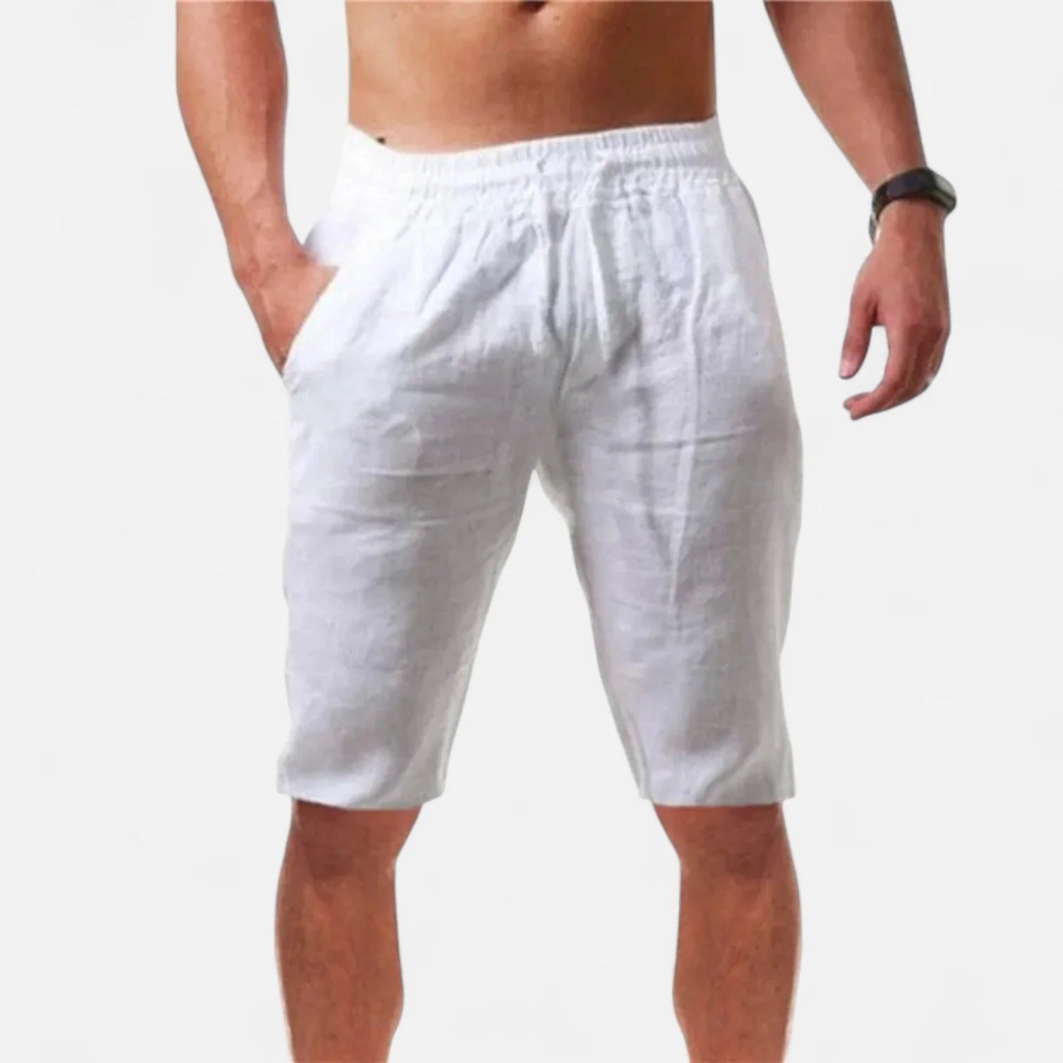 Linen Summer Drawstring Shorts Men