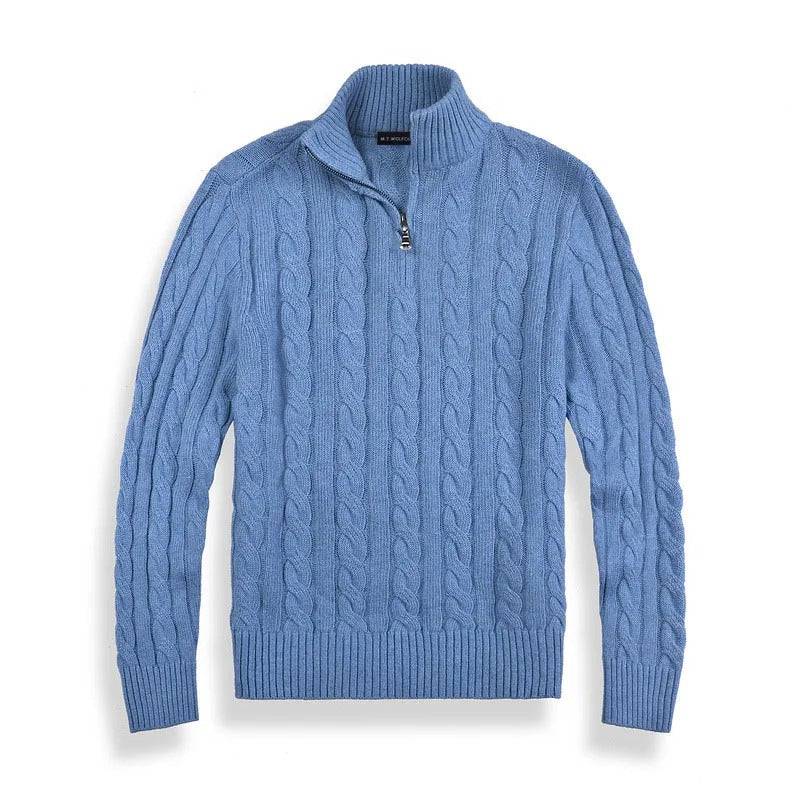The Genève Old Money Half Zip Jumper for Men - 100% Merino Wool