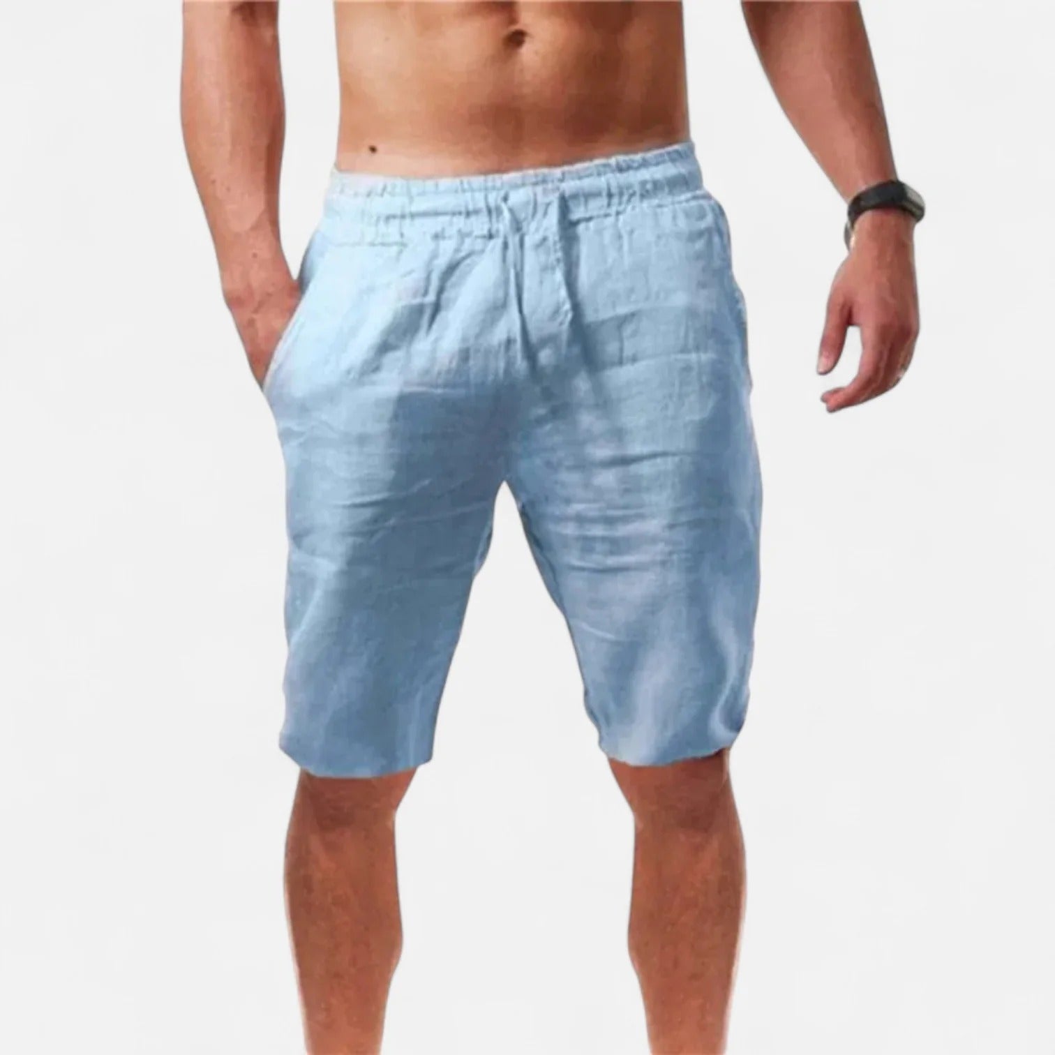 Linen Summer Drawstring Shorts Men