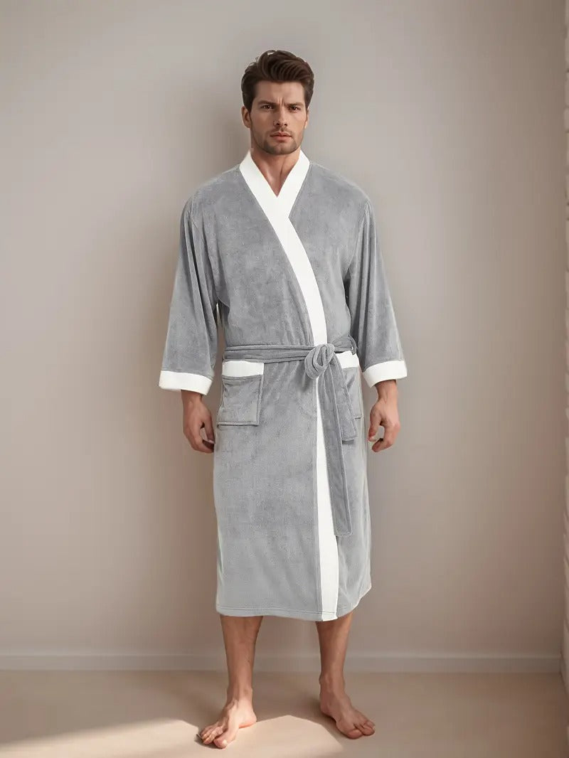 The Dulwich Men's Elegant Kimono Lightweight Spa Bathrobe with Belt