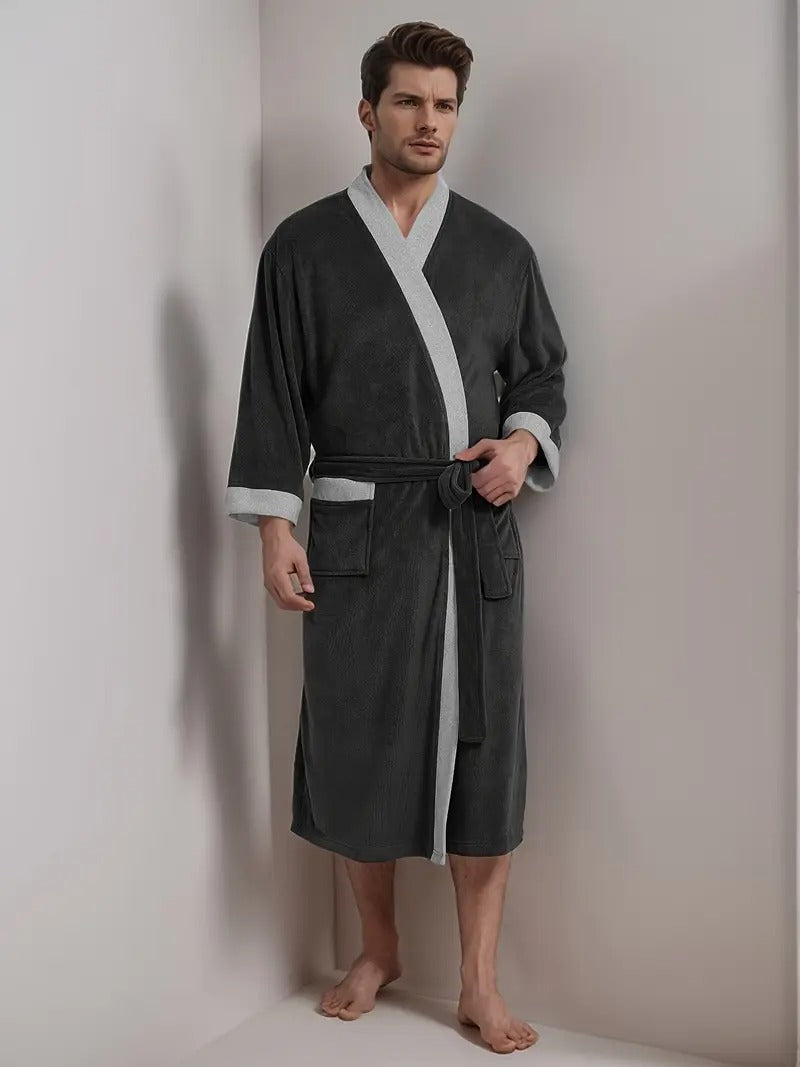 The Dulwich Men's Elegant Kimono Lightweight Spa Bathrobe with Belt