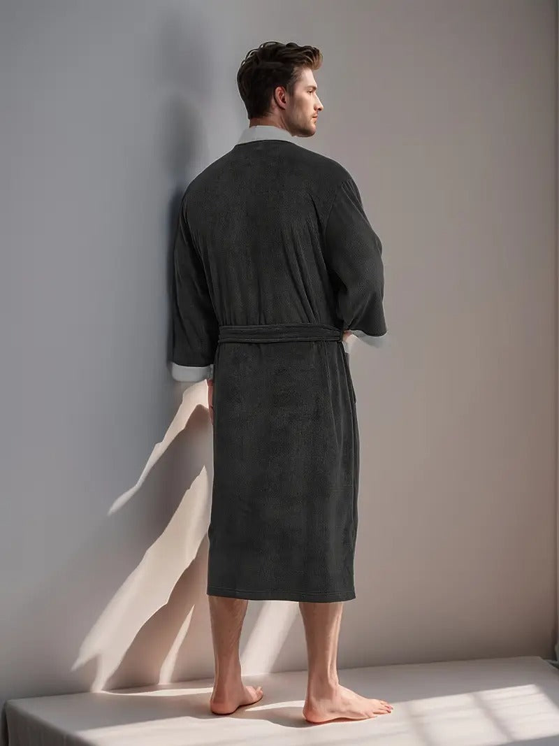 The Dulwich Men's Elegant Kimono Lightweight Spa Bathrobe with Belt