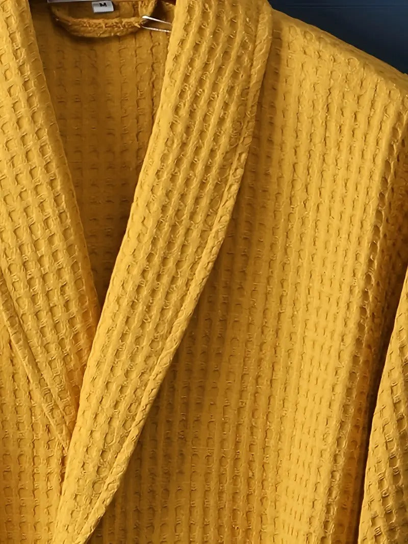 The Eastbourne Men's Cotton Waffle Lightweight Spa Bathoobe with Belt