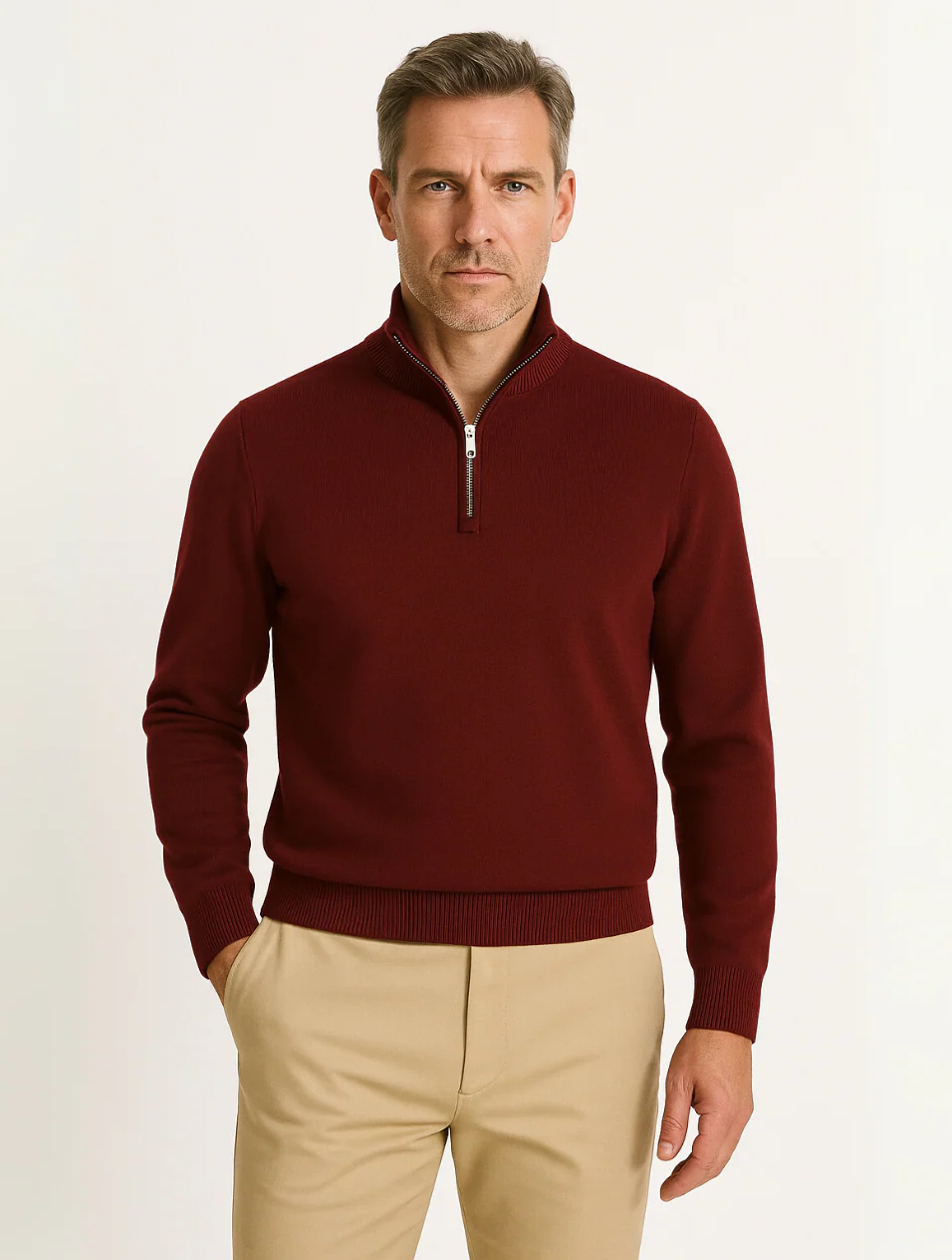 The Old Money Half-Zip Sweater for Men – Navy Blue