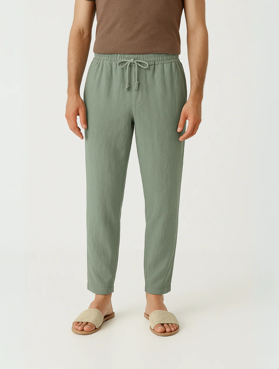 The Old Money Beige Linen Pants for Men