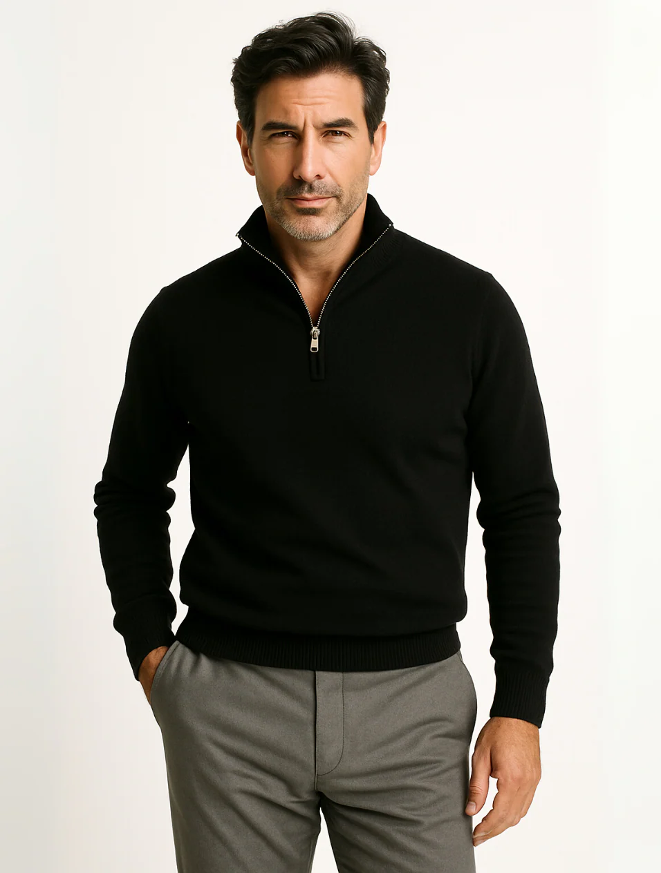 The Old Money Half-Zip Sweater for Men – Navy Blue